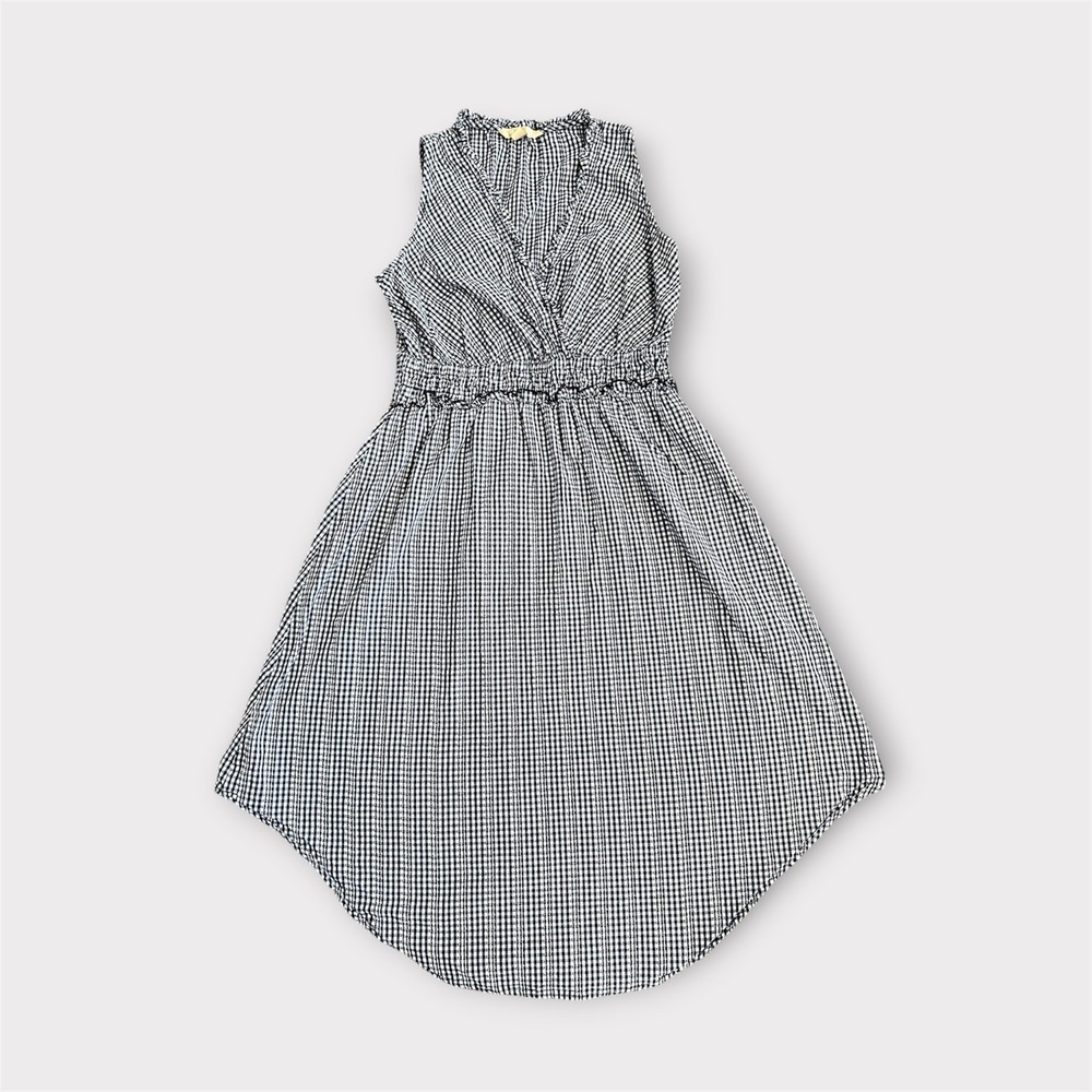 Hope & Harlow Gingham Dress Navy White VNeck Sleeveless Cottagecore Picnic S
